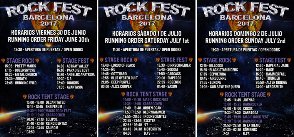 Horarios del Rock Fest BCN y última hora del festival