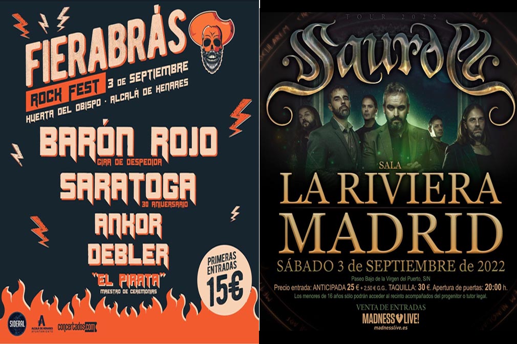 Doble posible plan en Madrid el sábado SAUROM o Fierabrás Rockfest